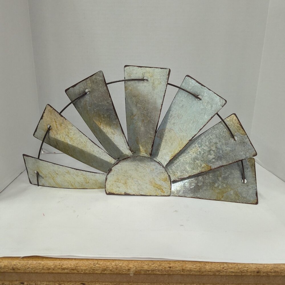 CWI Gifts Galvanized Half Windmill Wall Art - 16 inch - Farmhouse Country Decora - Picture 5 of 5